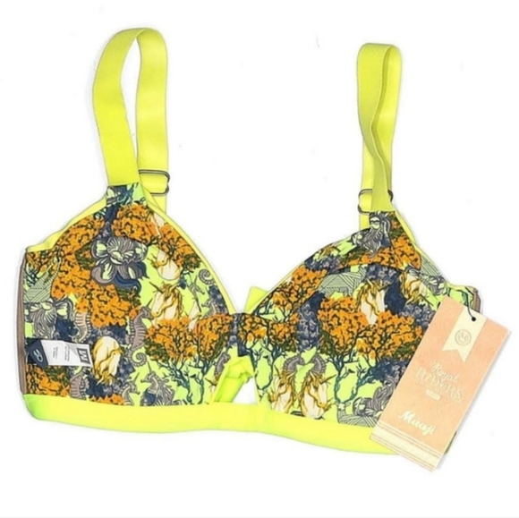 Maaji Other - MAAJI Royal Riders Seahorse Unicorn Print Reversible Yellow Bikini Top NWT Sz M